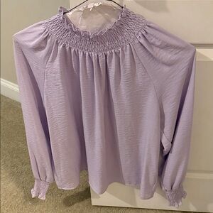 Nine West Lavender Smocked Blouse